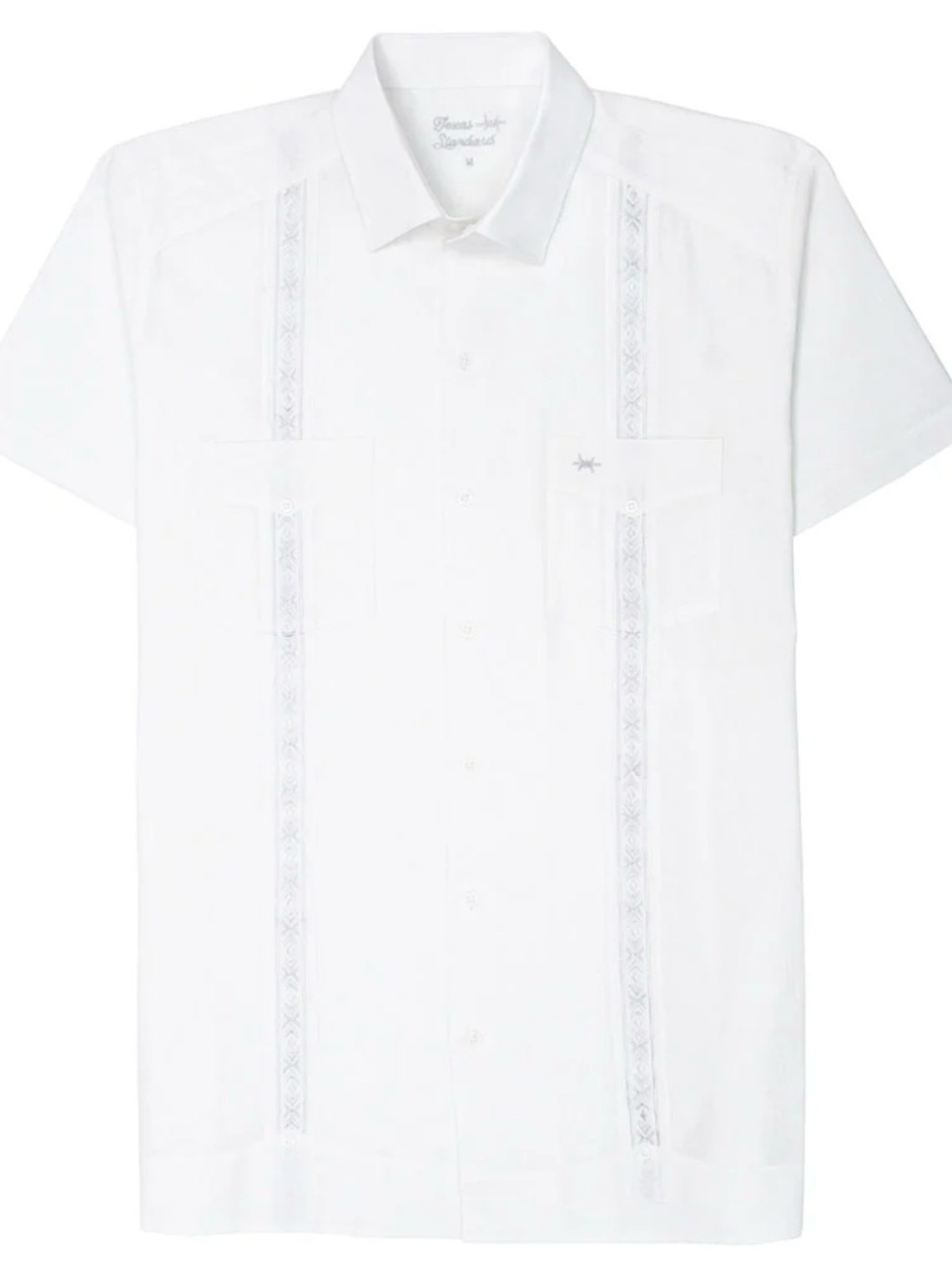 Texas Standard Men's White Short-Sleeve Guayabera Shirt - L